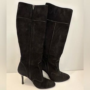 CHER MICHEL KLEIN BLACK SUEDE 19” BOOTS size 6 USA 371/2 EU